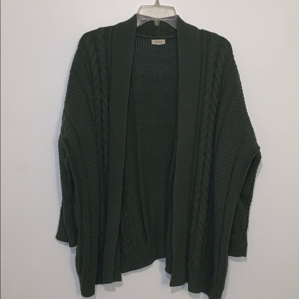 Green Sweater Knit Cardigan